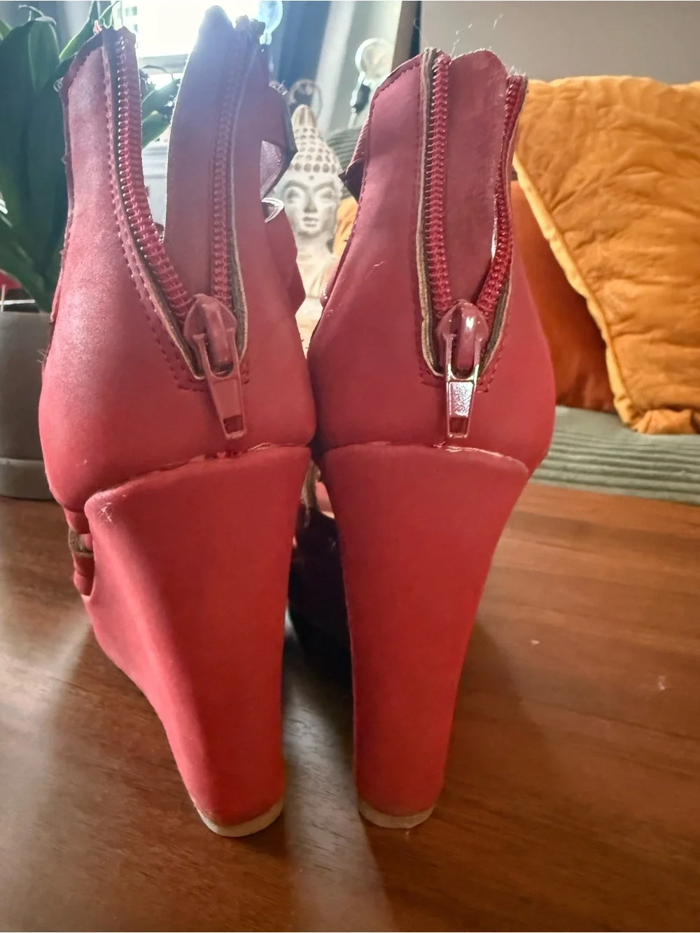 Jasmin by JKnoxville Red Cage Wedge Sandal